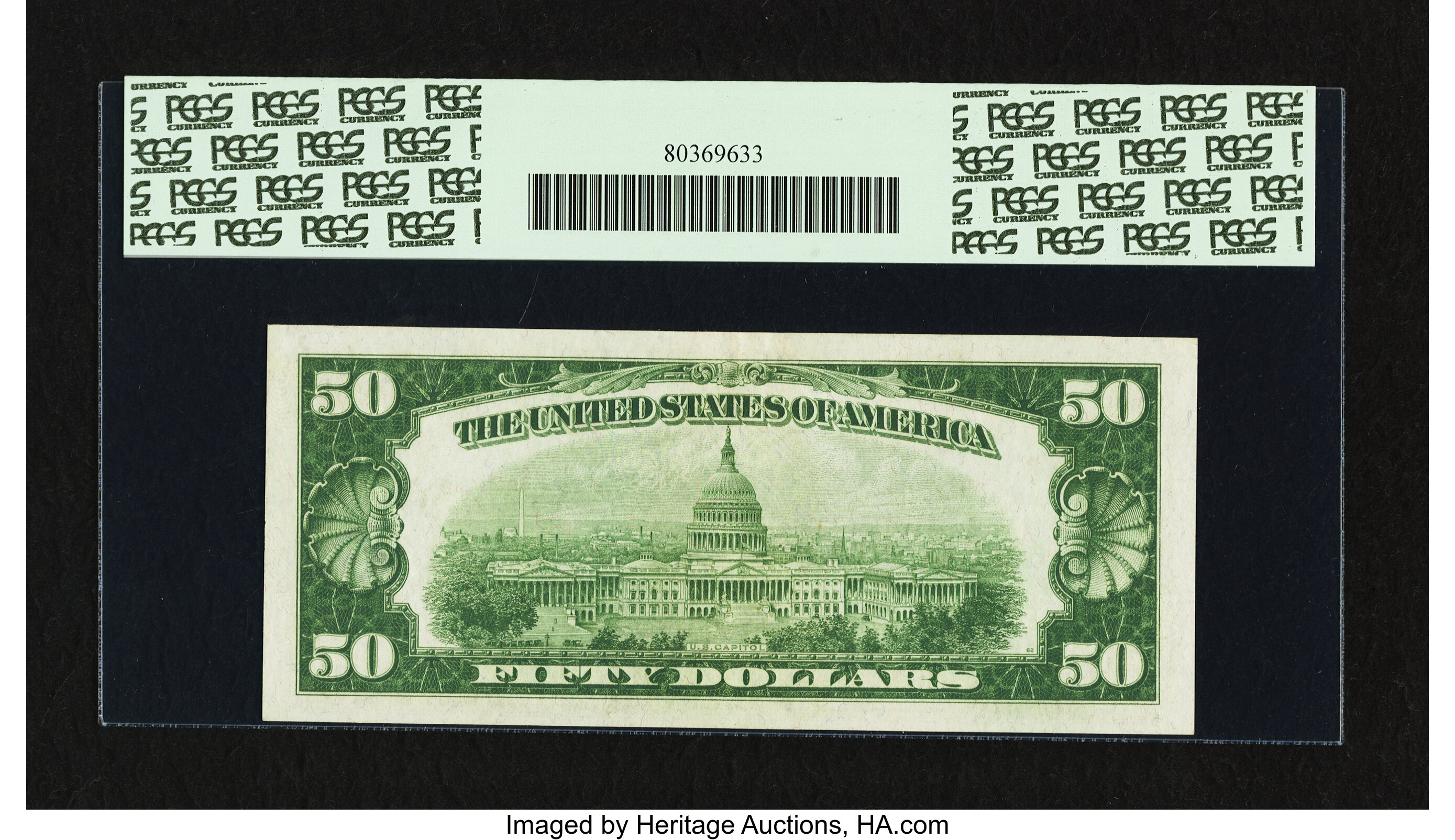 image for: Fr. 2102-I $50 1934 Light Green Seal Federal Reserve Note. PCGS Choice About New 58PPQ....