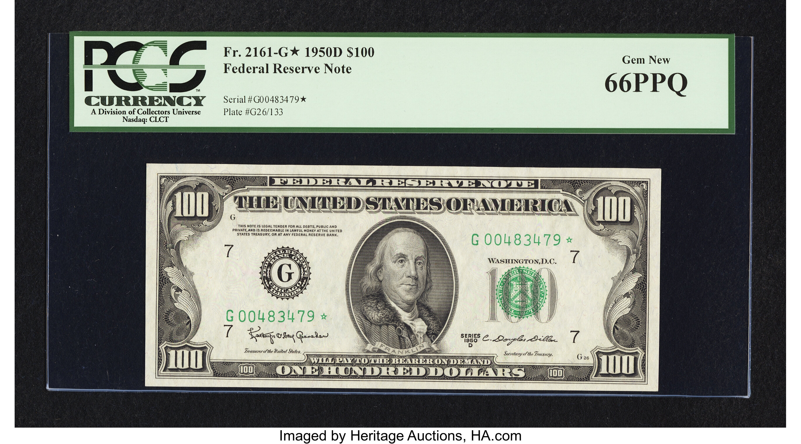 image for: Fr. 2161-G* $100 1950D Federal Reserve Note. PCGS Gem New 66PPQ....