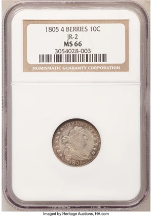 image for: 1805 10C 4 Berries MS66 NGC. JR-2, R.2....
