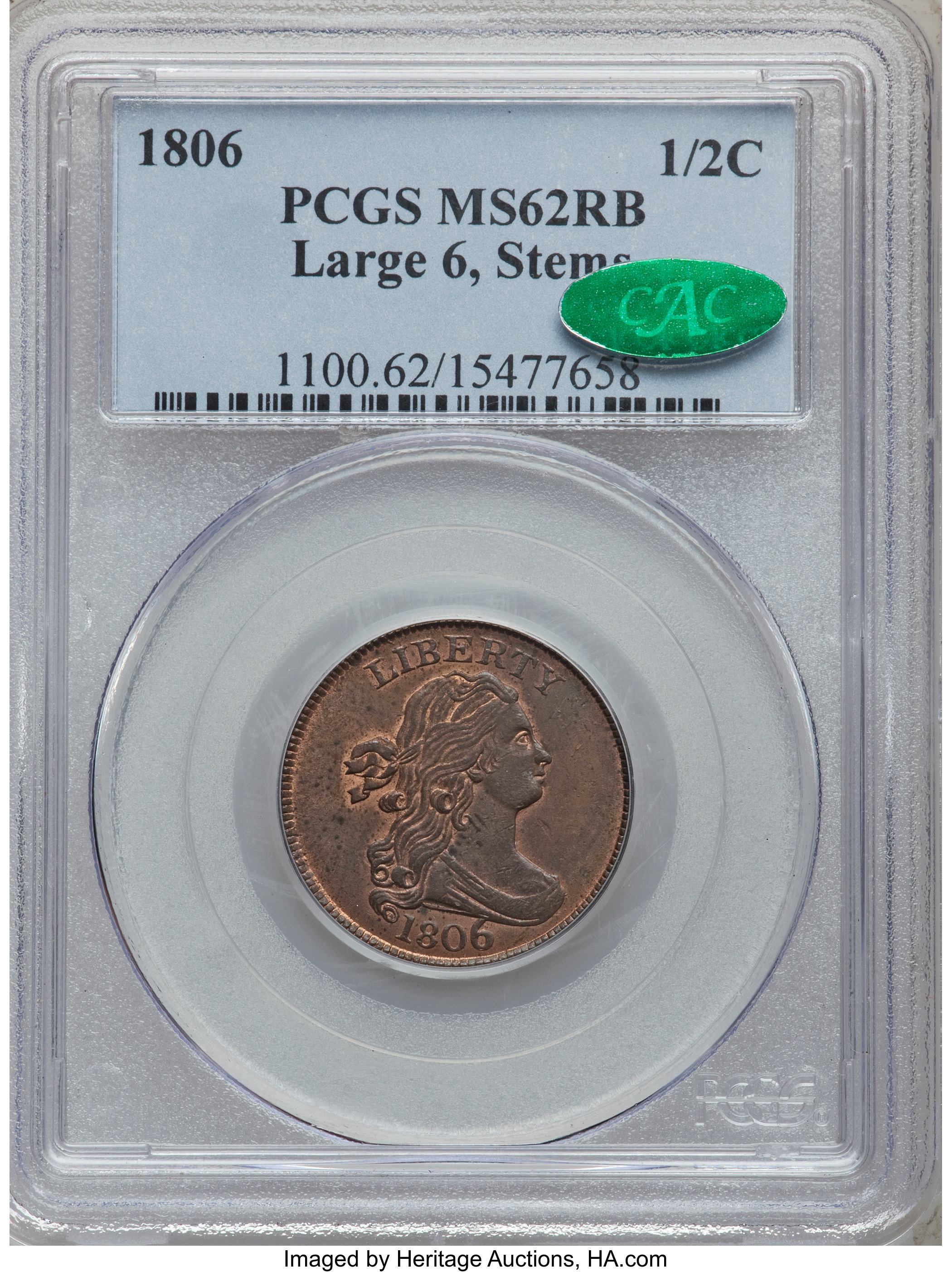 1806 1/2c Large 6, Stems MS RB MS61 RB thumbnail 22