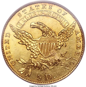 image for: 1829 $5 Small Date MS61 PCGS. CAC. Breen-6490, BD-2, R.7....