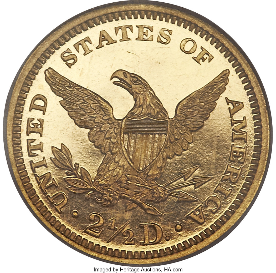 image for: 1865 $2 1/2 PR65 Ultra Cameo NGC. CAC....