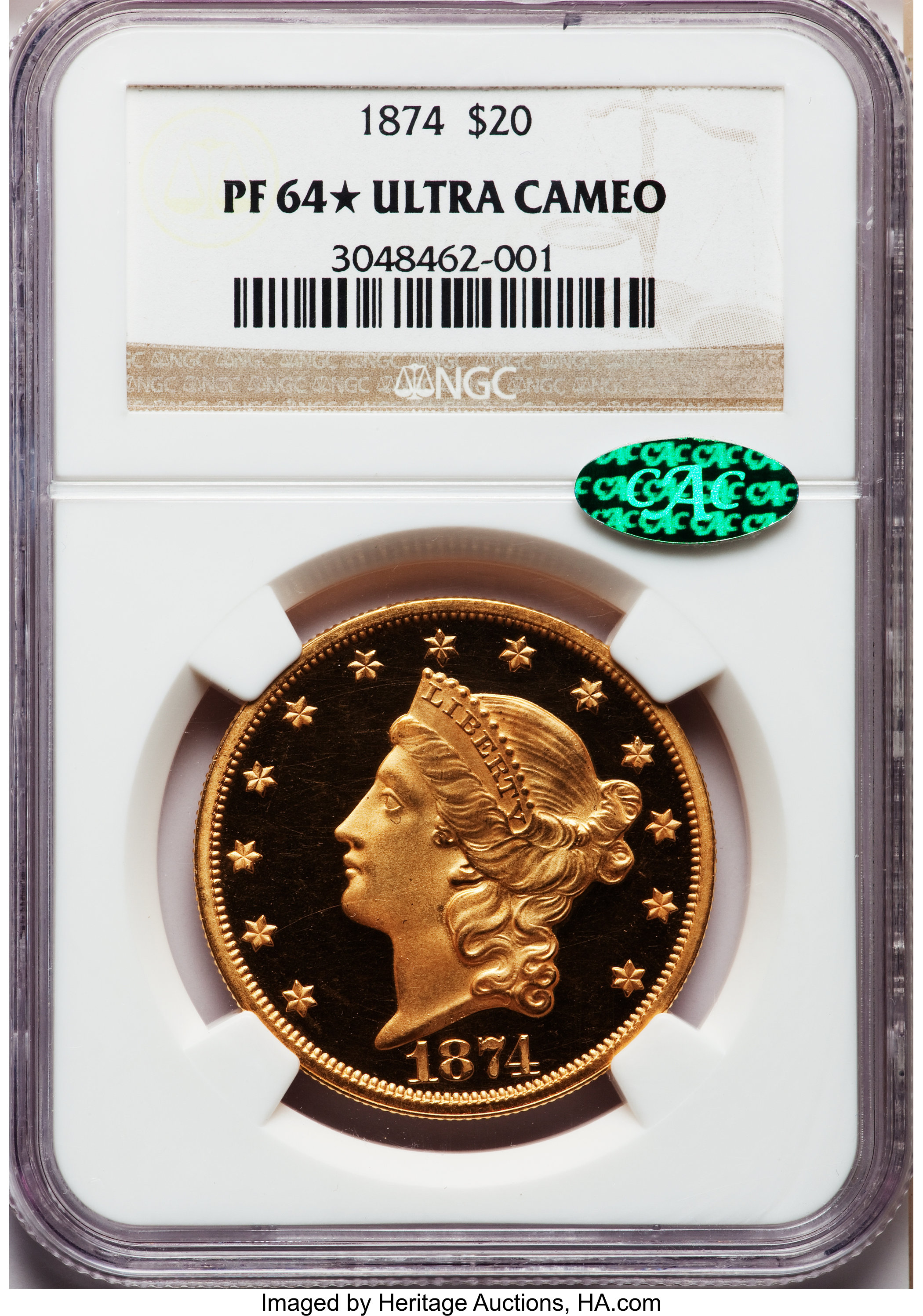 image for: 1874 $20 PR64  ★  Ultra Cameo NGC. CAC....