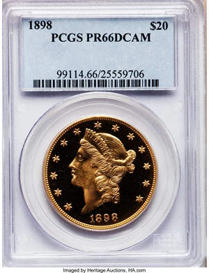 image for: 1898 $20 PR66 Deep Cameo PCGS....