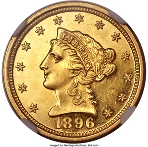 image for: 1896 $2 1/2 PR58 NGC....