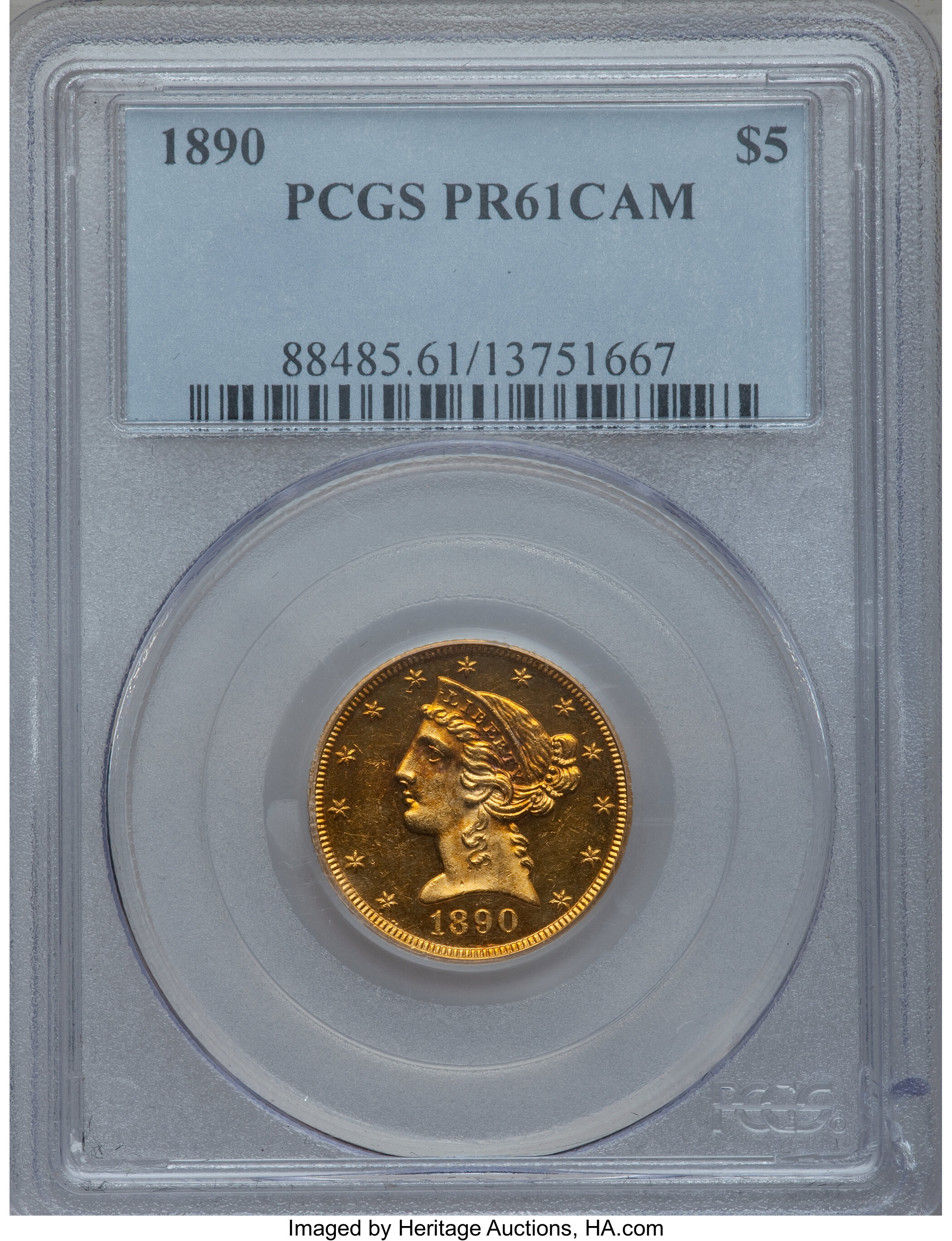 image for: 1890 $5 PR61 Cameo PCGS....