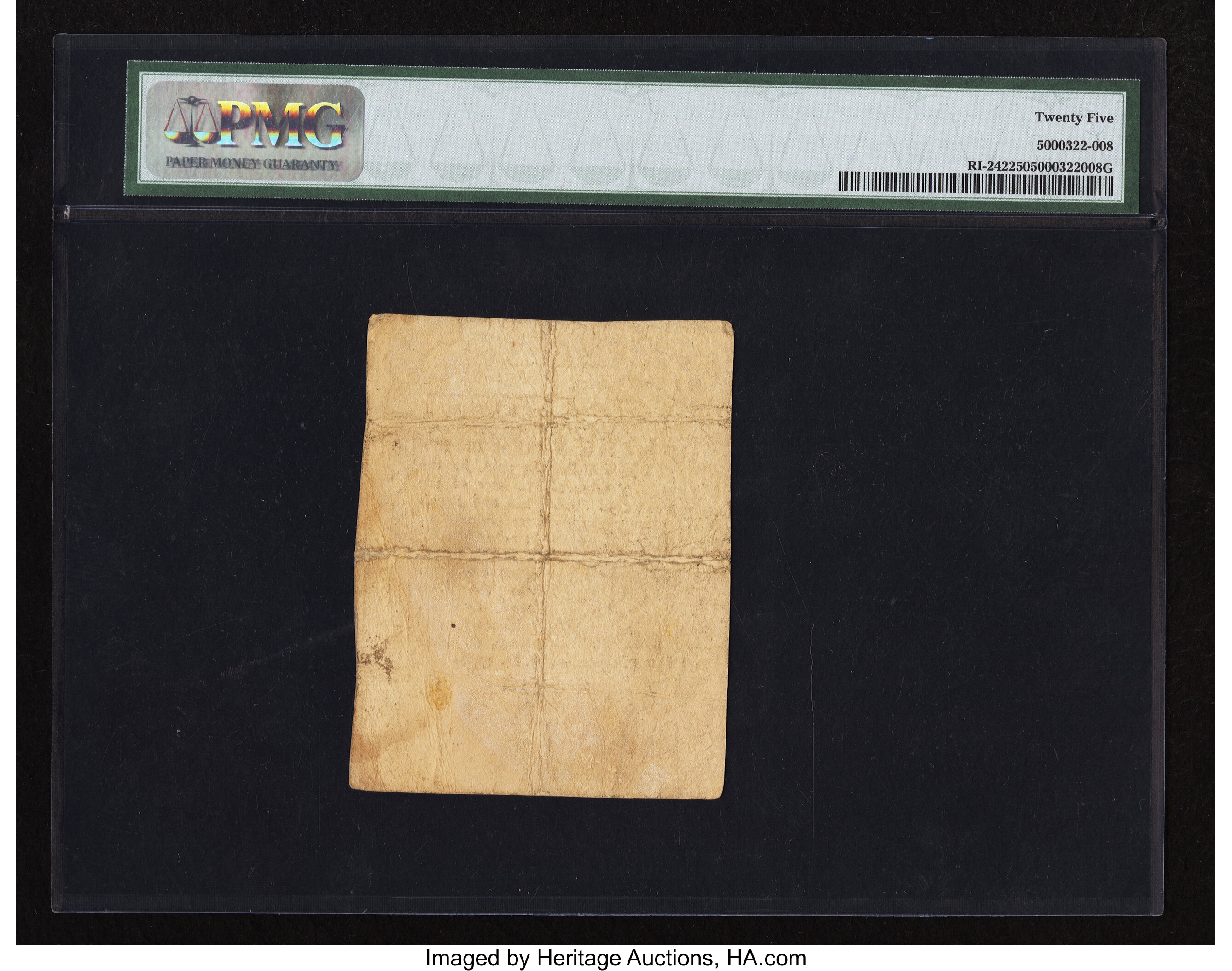 image for: Rhode Island September 5, 1776 $1/8 PMG Very Fine 25....