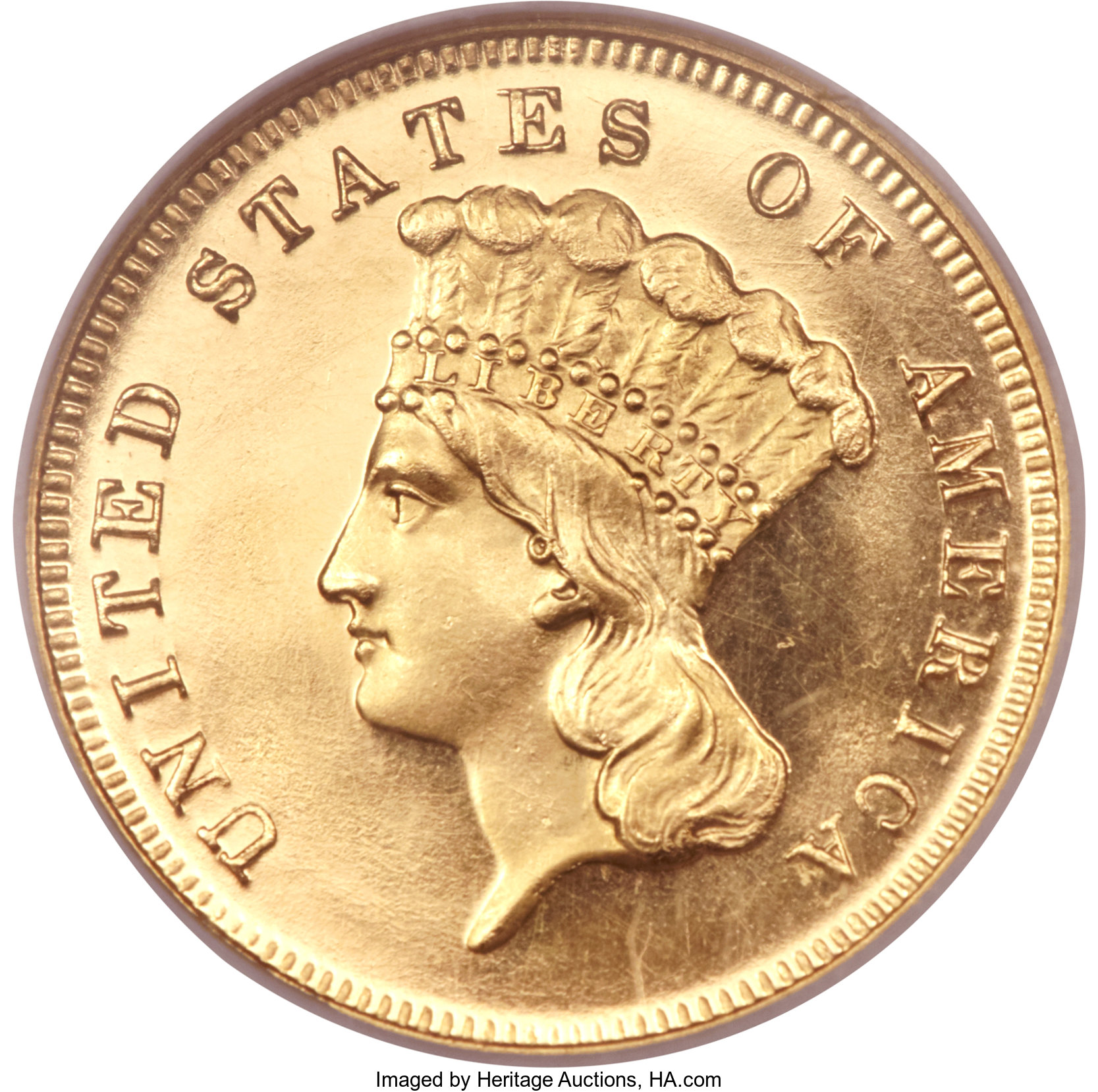 image for: 1874 $3 PR65 Cameo NGC....