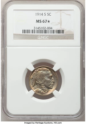 image for: 1914-S 5C MS67 ★ NGC....