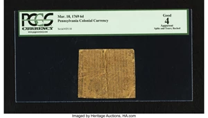 image for: Pennsylvania March 10, 1769 6d PCGS Apparent Good 04....