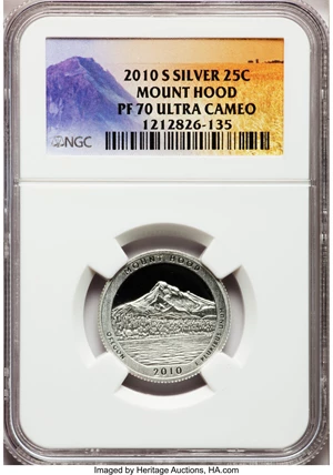 image for: 2010-S 25C Mount Hood National Park Silver PR70 Ultra Cameo NGC. NGC Census: (0). PCGS Population (330). (#418852)...