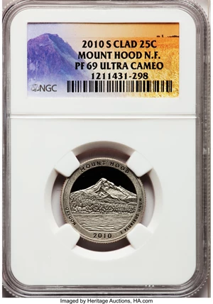 image for: 2010-S 25C Mount Hood National Forest Clad PR69 Ultra Cameo NGC. NGC Census: (0/0). PCGS Population (1024/188). (#418849)...