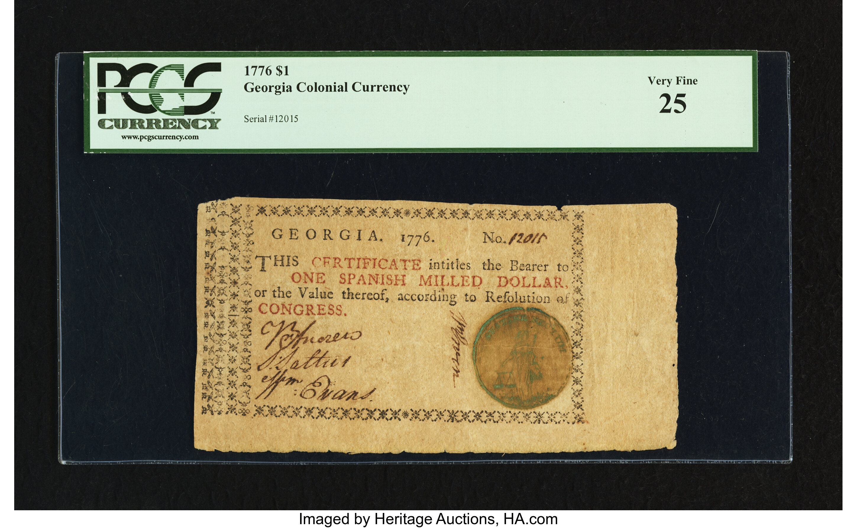 image for: Georgia 1776 $1 PCGS Very Fine 25....