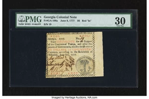 image for: Georgia June 8, 1777 $6 PMG Very Fine 30....