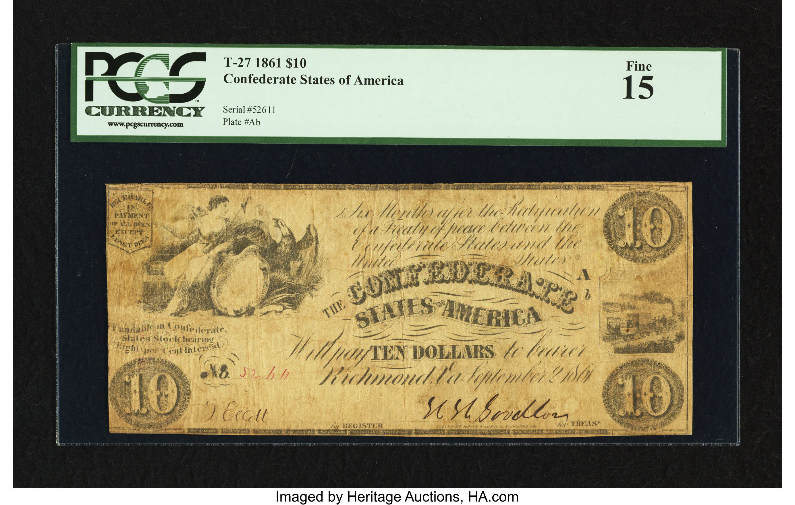 image for: T27 $10 1861 PF-1 Cr. 221....