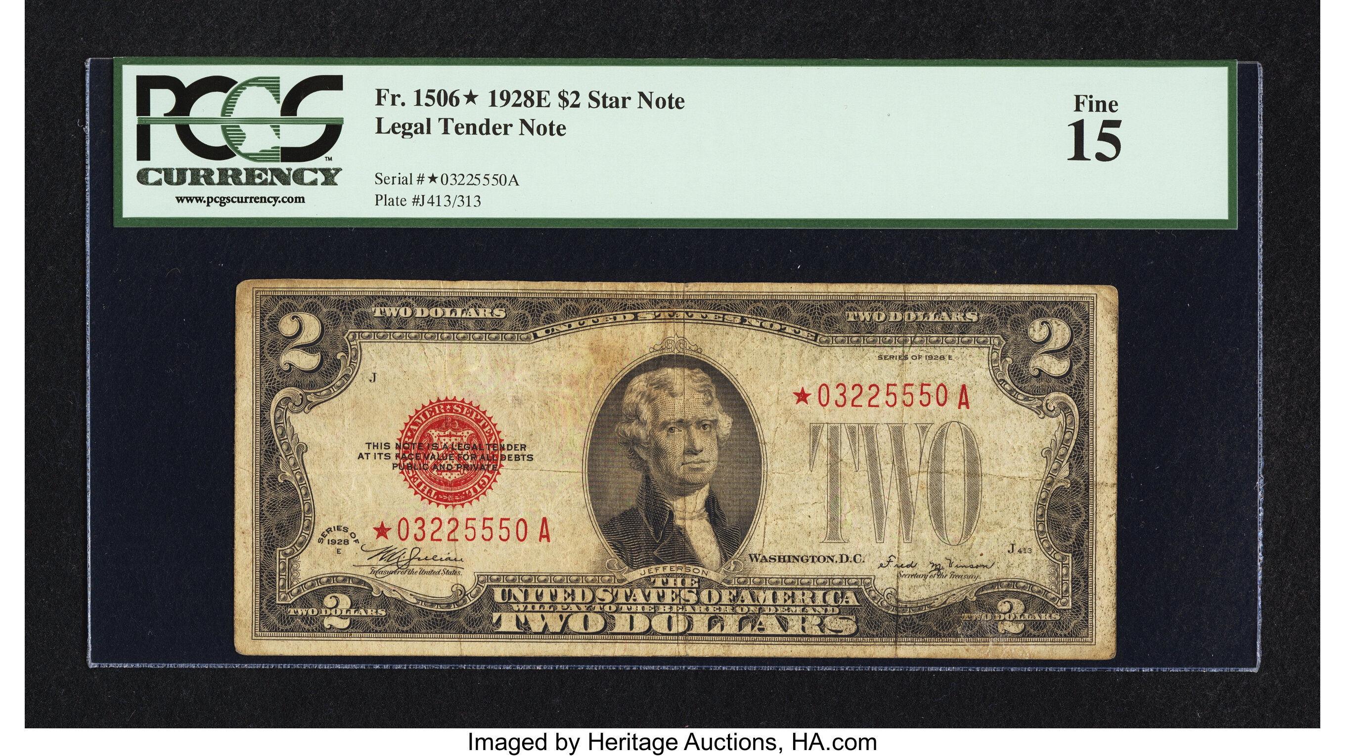 image for: Fr. 1506* $2 1928E Legal Tender Note. PCGS Fine 15....