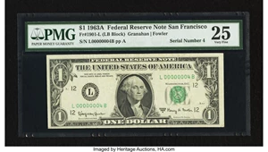 image for: Fr. 1901-L $1 1963A Federal Reserve Note. PMG Very Fine 25....