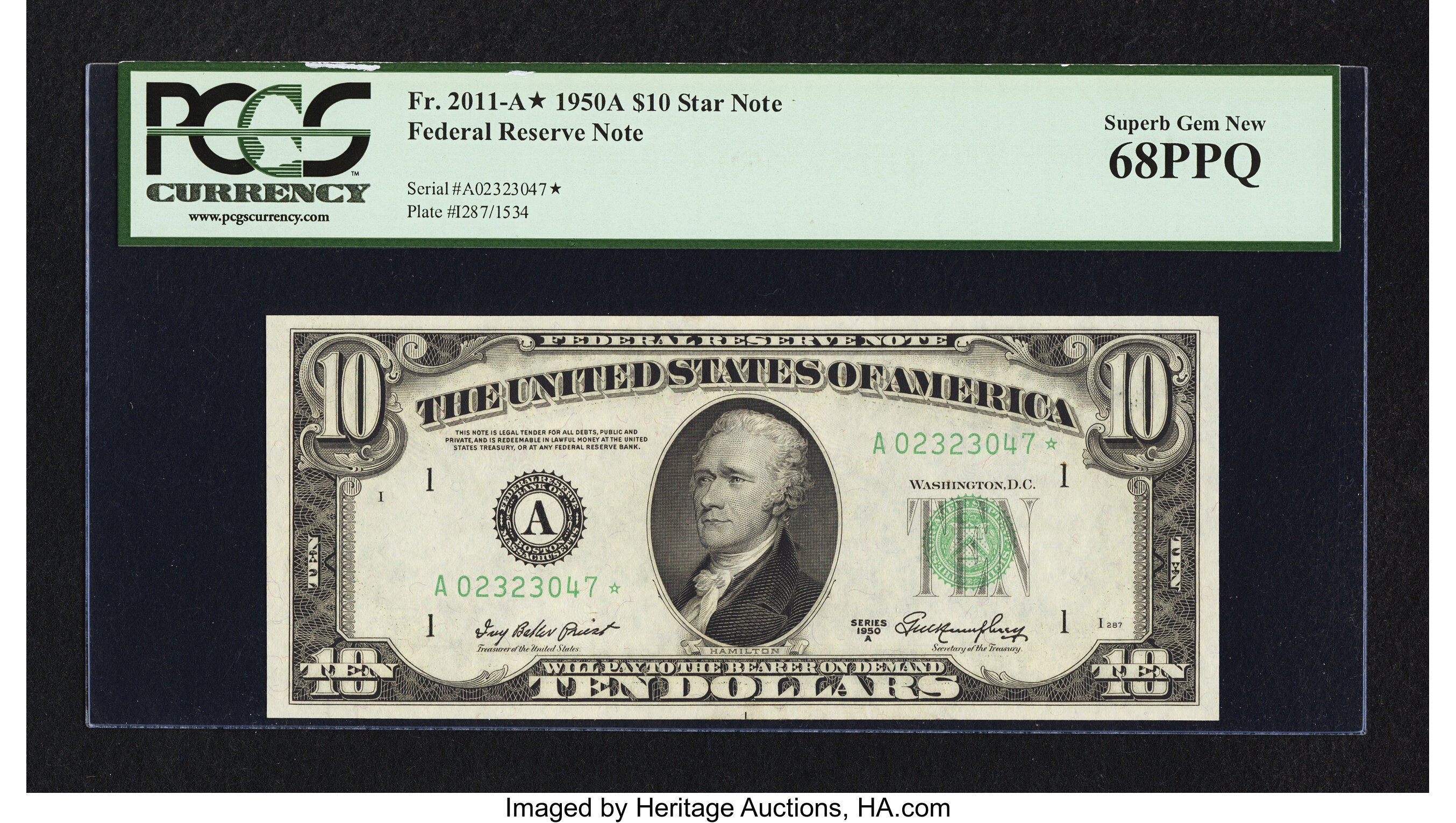 image for: Fr. 2011-A* $10 1950A Federal Reserve Note. PCGS Superb Gem New 68PPQ....