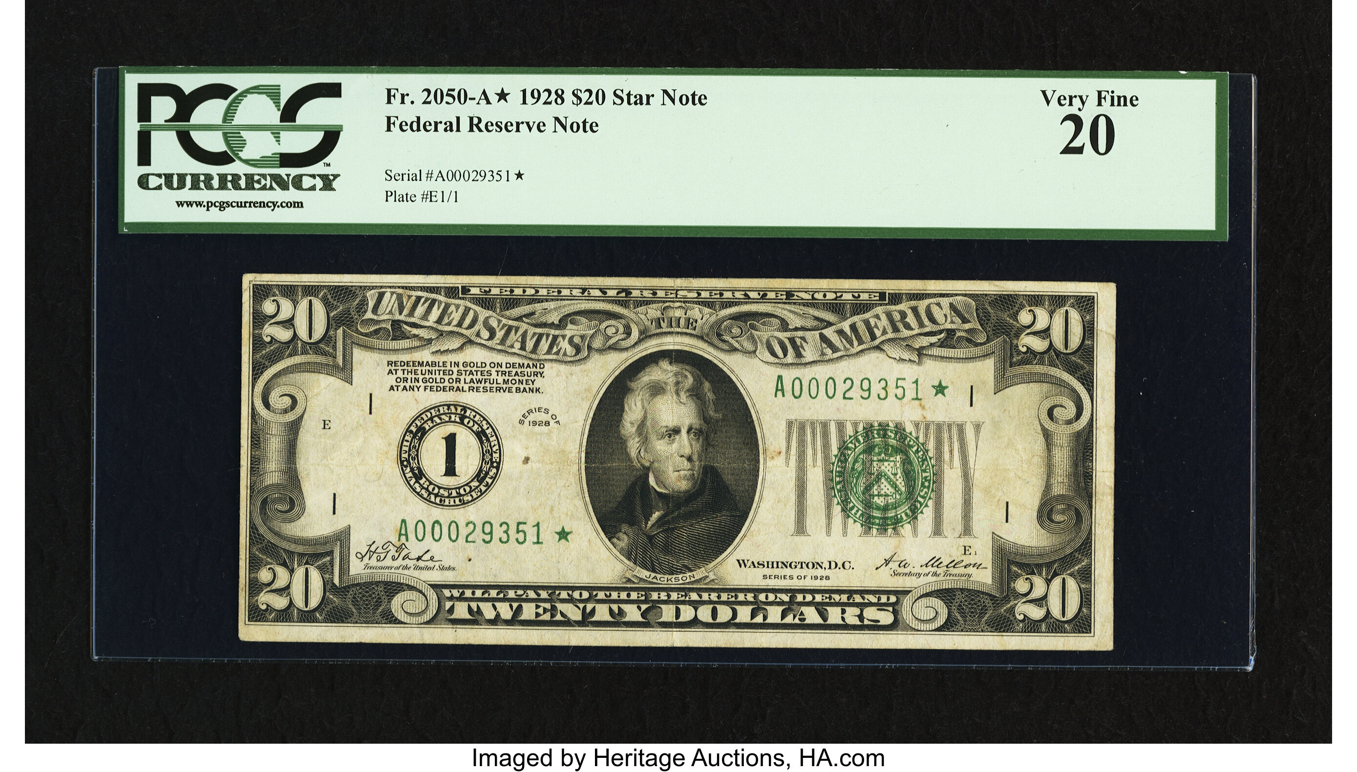 image for: Fr. 2050-A* $20 1928 Federal Reserve Note. PCGS Very Fine 20....
