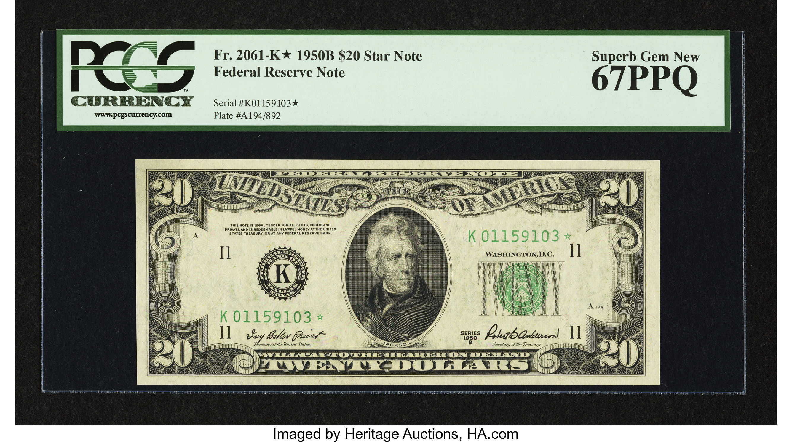 1950B $20 Dallas, Star Replacement (Fr. 2061K*)