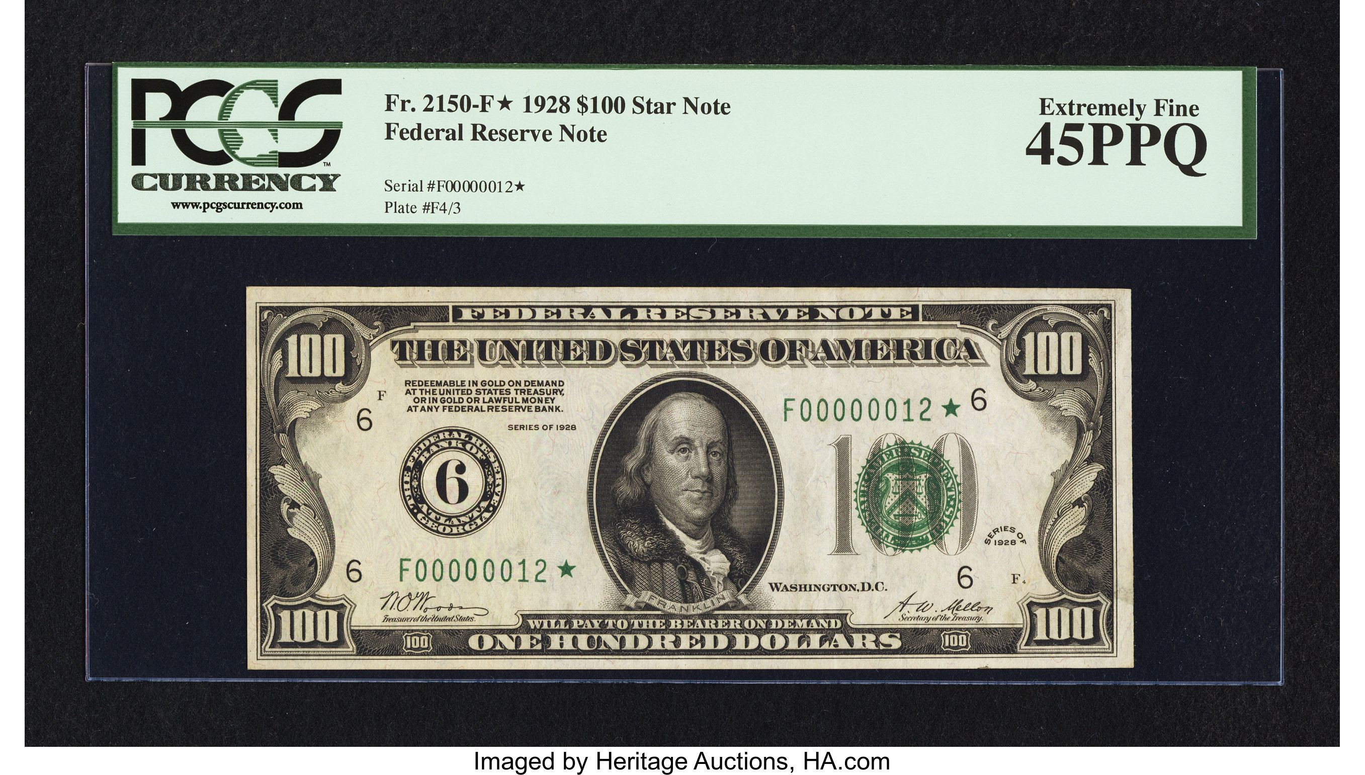 image for: Fr. 2150-F* $100 1928 Federal Reserve Note. PCGS Extremely Fine 45PPQ....