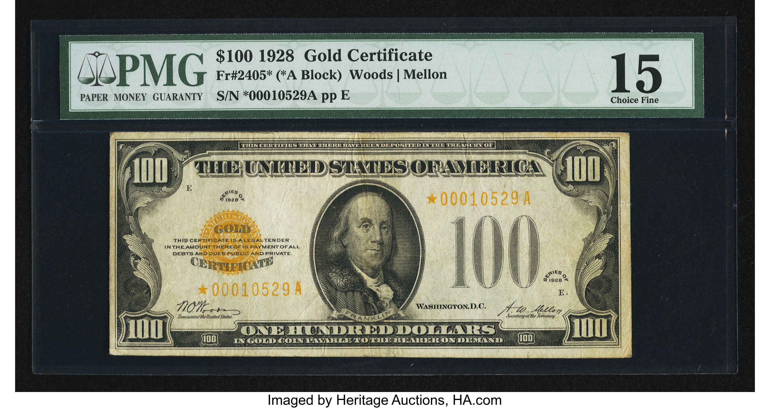 image for: Fr. 2405* $100 1928 Gold Certificate. PMG Choice Fine 15....