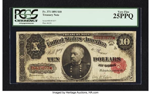 image for: Fr. 371 $10 1891 Treasury Note PCGS Very Fine 25PPQ....