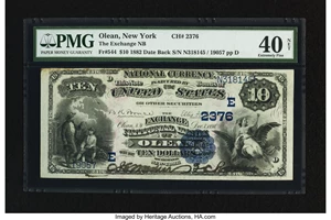 image for: Olean, NY - $10 1882 Date Back Fr. 544 The Exchange NB Ch. # (E)2376...