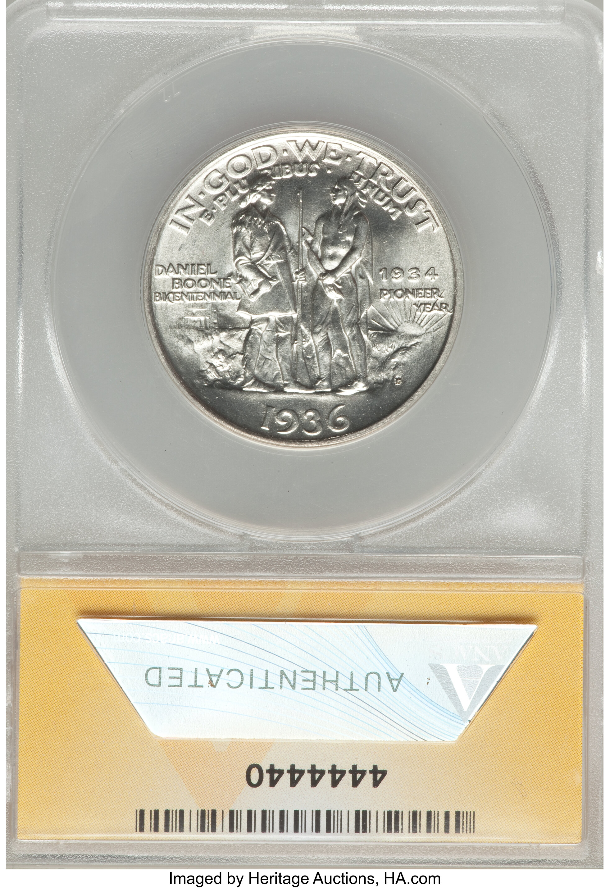 1936-D 50c Boone AU50 CAC thumbnail 2