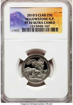 image for: 2010-S 25C Yellowstone National Park PR70 Ultra Cameo NGC. NGC Census: (0). PCGS Population (309). (#418831)...