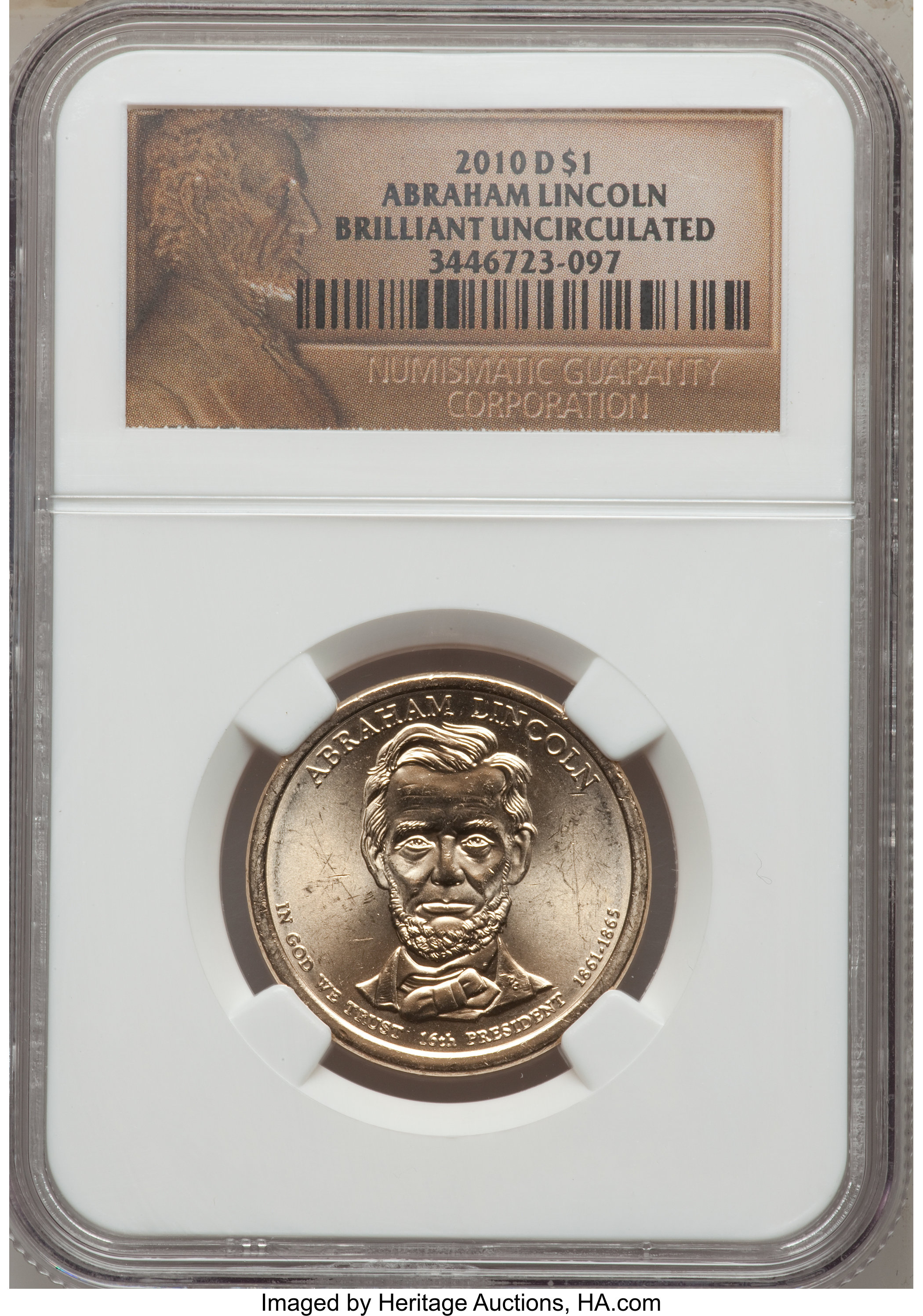 image for: 2010-D $1 Abraham Lincoln, Brilliant Uncirculated  NGC. NGC Census: (0/0). PCGS Population (0/0).   (#417281)...