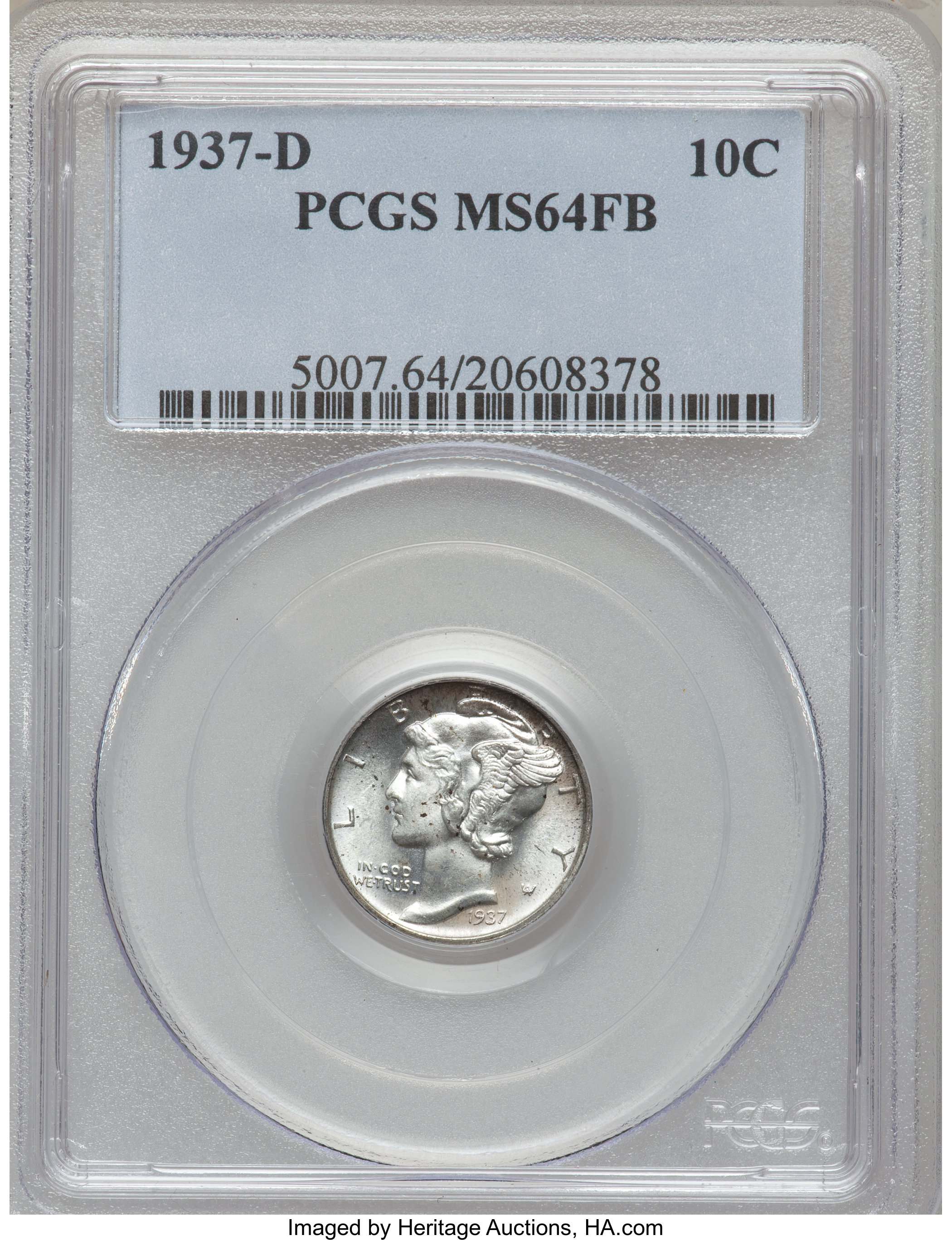 1937-D 10C MS64 Full Bands PCGS. PCGS Population (291/1332). NGC Census: (55/589). Mintage: 14,146,000. Numismedia Wsl. Pri...