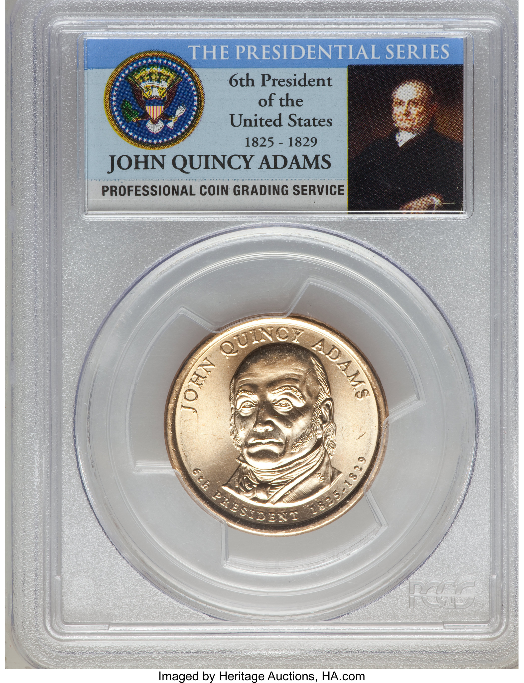 image for: (2)2008-D $1 John Quincy Adams First Day of Issue Ps A & Ps B, MS66 PCGS.... (Total: 2 coins)