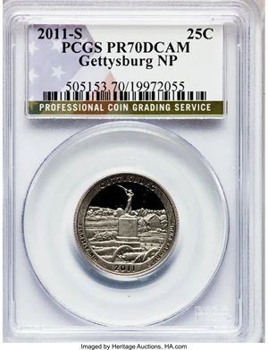 image for: 2011-S 25C Gettysburg, National Park Clad PR70 Deep Cameo PCGS. PCGS Population (136). NGC Census: (0). (#505153)...