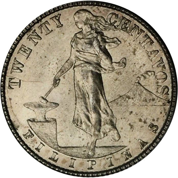 image for: PHILIPPINES. 20 Centavos, 1913-S.
