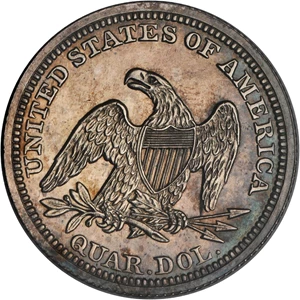 image for: 1857 Liberty Seated Quarter. Proof-64+ Cameo (PCGS). CAC.
