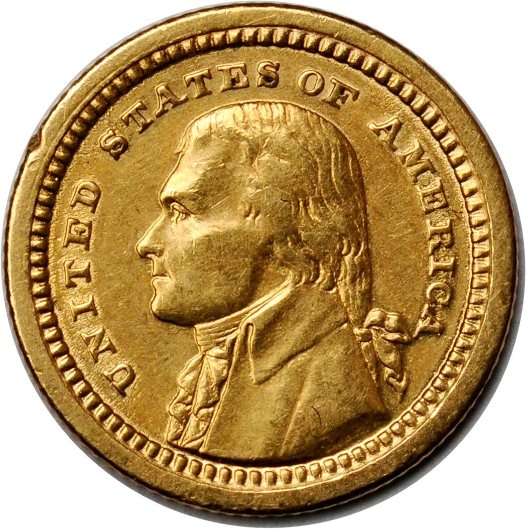 1903 Louisiana Purchase Exposition Gold Dollar. Jefferson Portrait. EF-40 Rim Nick, Cleaned (Uncertified).