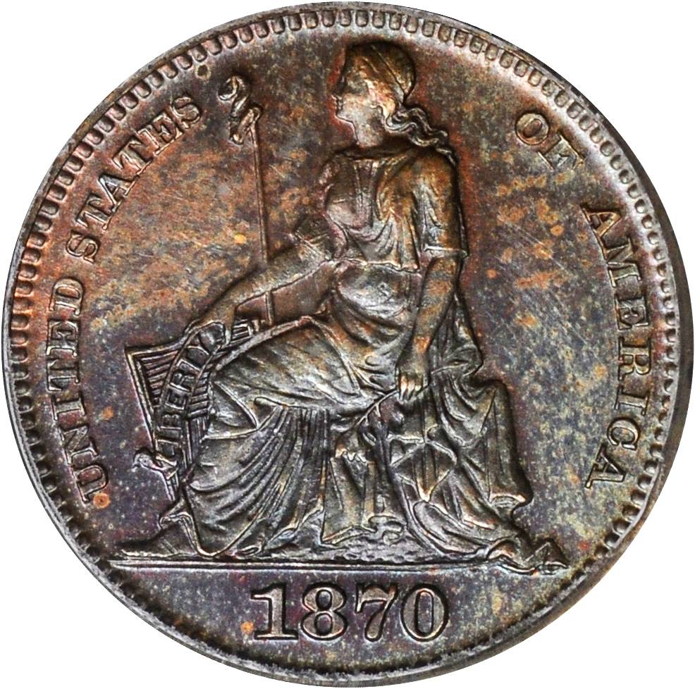 image for: 1870 Pattern Half Dime. Judd-812, Pollock-900. Rarity-7-. Proof-64 BN (PCGS).