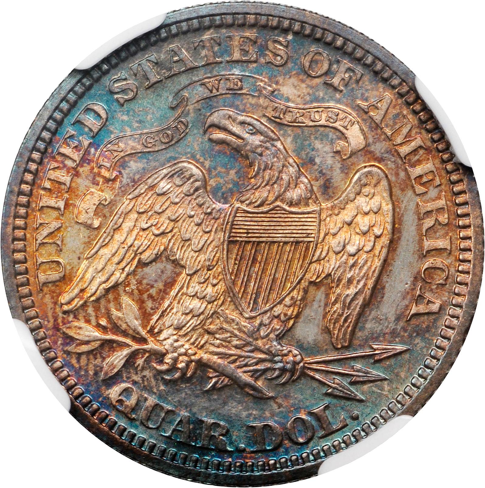 image for: 1870 Pattern Quarter. Judd-882, Pollock-980. Rarity-7+. Proof-65 (NGC).