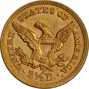 image for: 1865-S Liberty Quarter Eagle. MS-62 (PCGS).