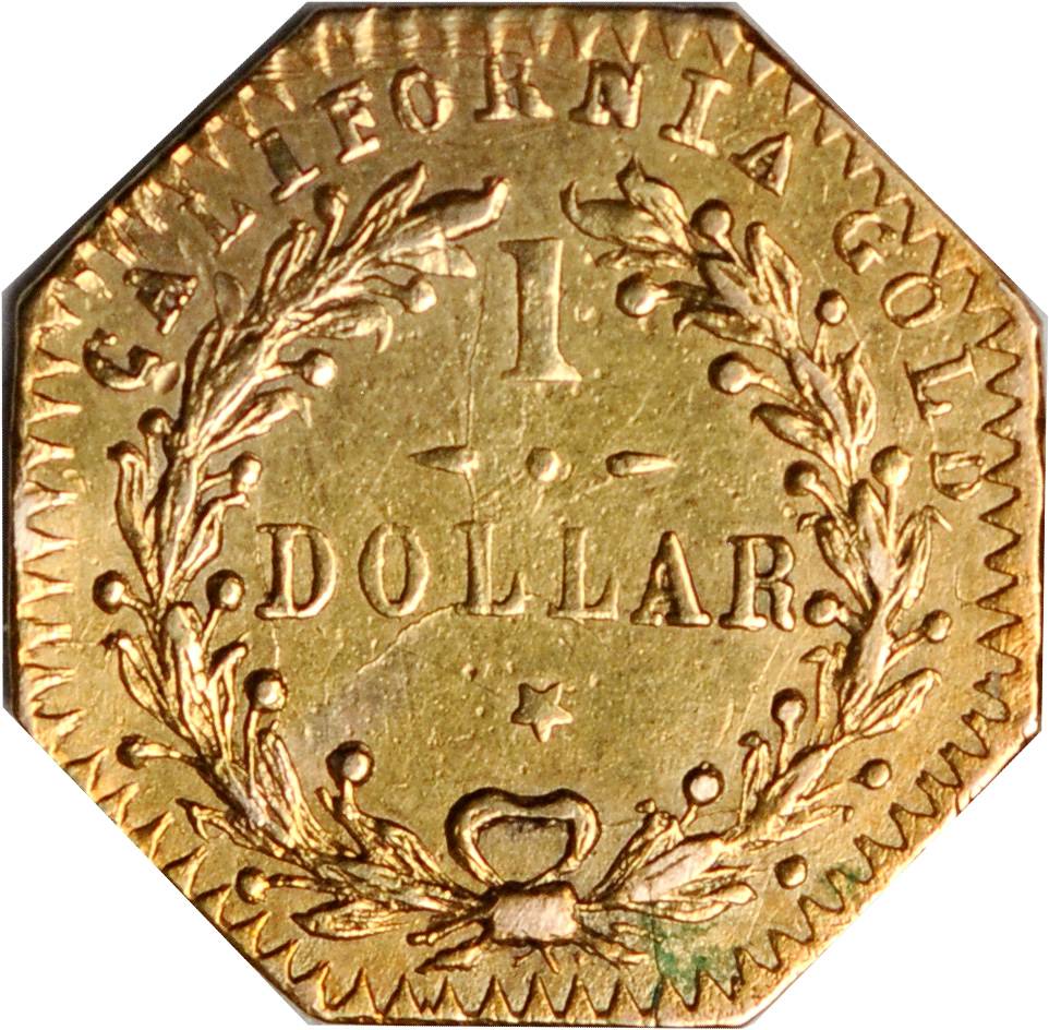 image for: 1875 Octagonal $1. BG-1126. Rarity-5. Indian Head. EF-40 Cleaned, PVC (Uncertified).