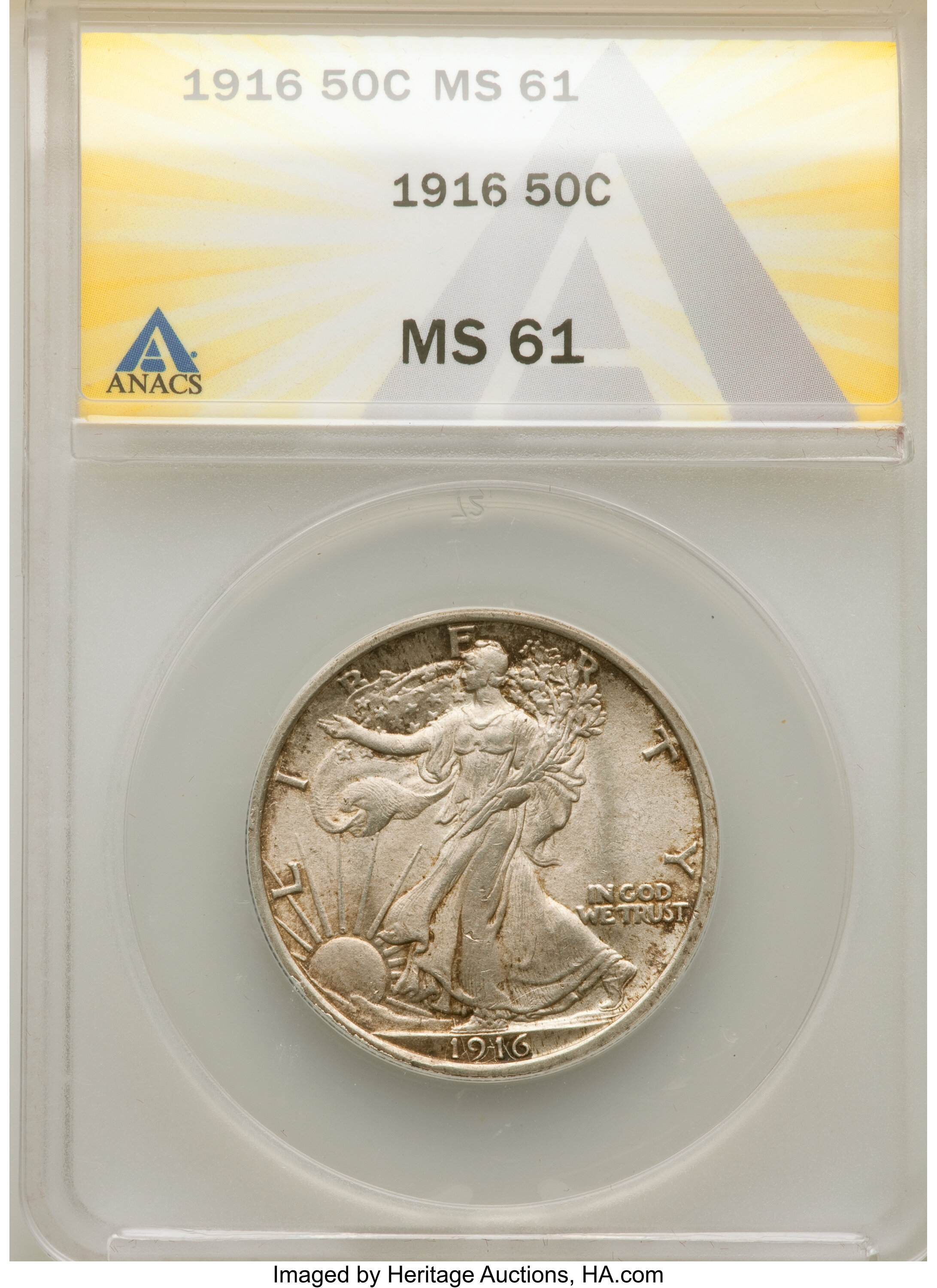 1916 50C MS61 ANACS. Mintage 608,000. ...