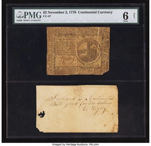 image for: Continental Currency November 2, 1776 $2 PMG Good 6 Net....