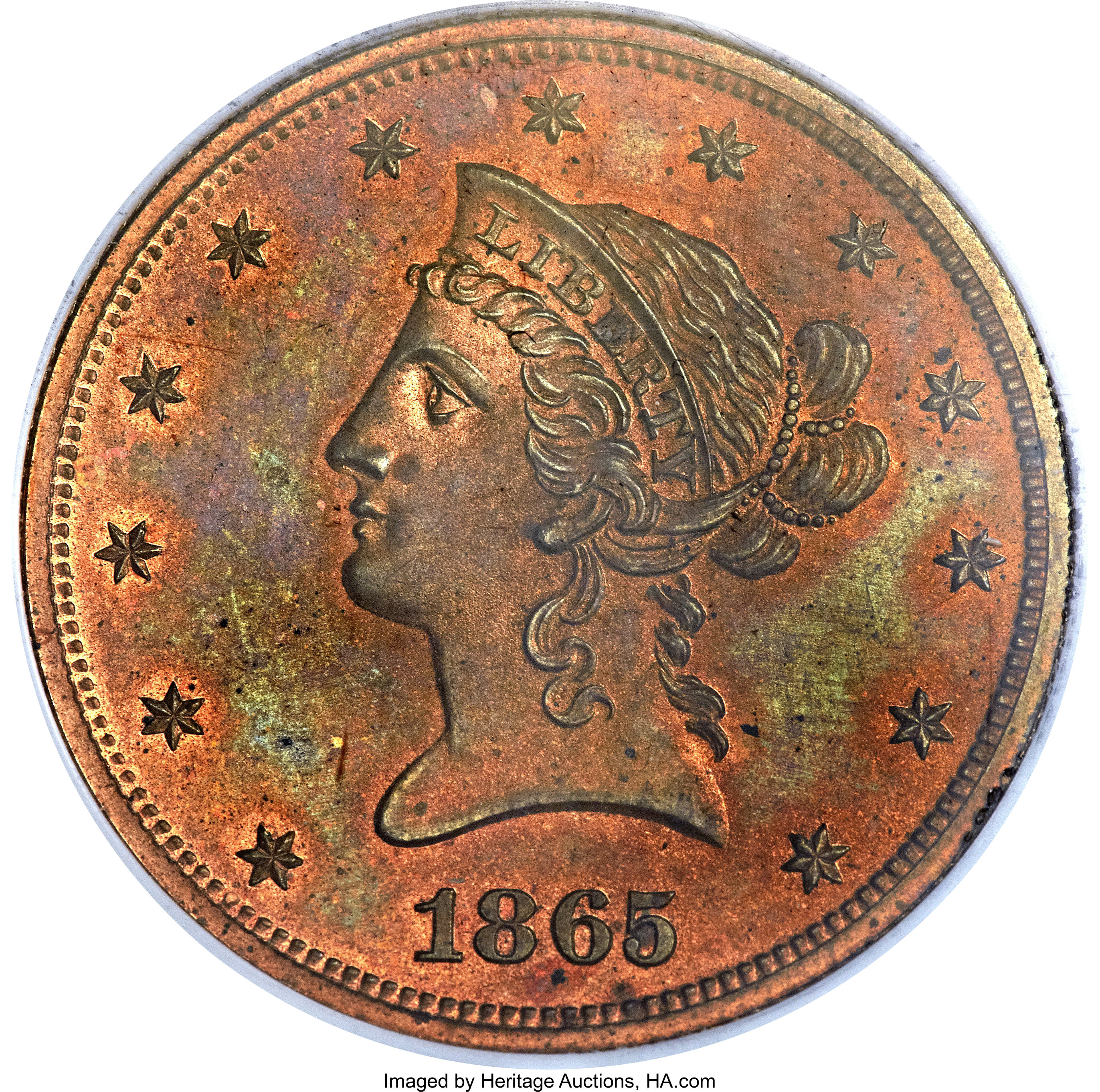 image for: 1865 $10 Ten Dollar, Judd-450, Pollock-522, High R.6, PR65 Red and Brown NGC....