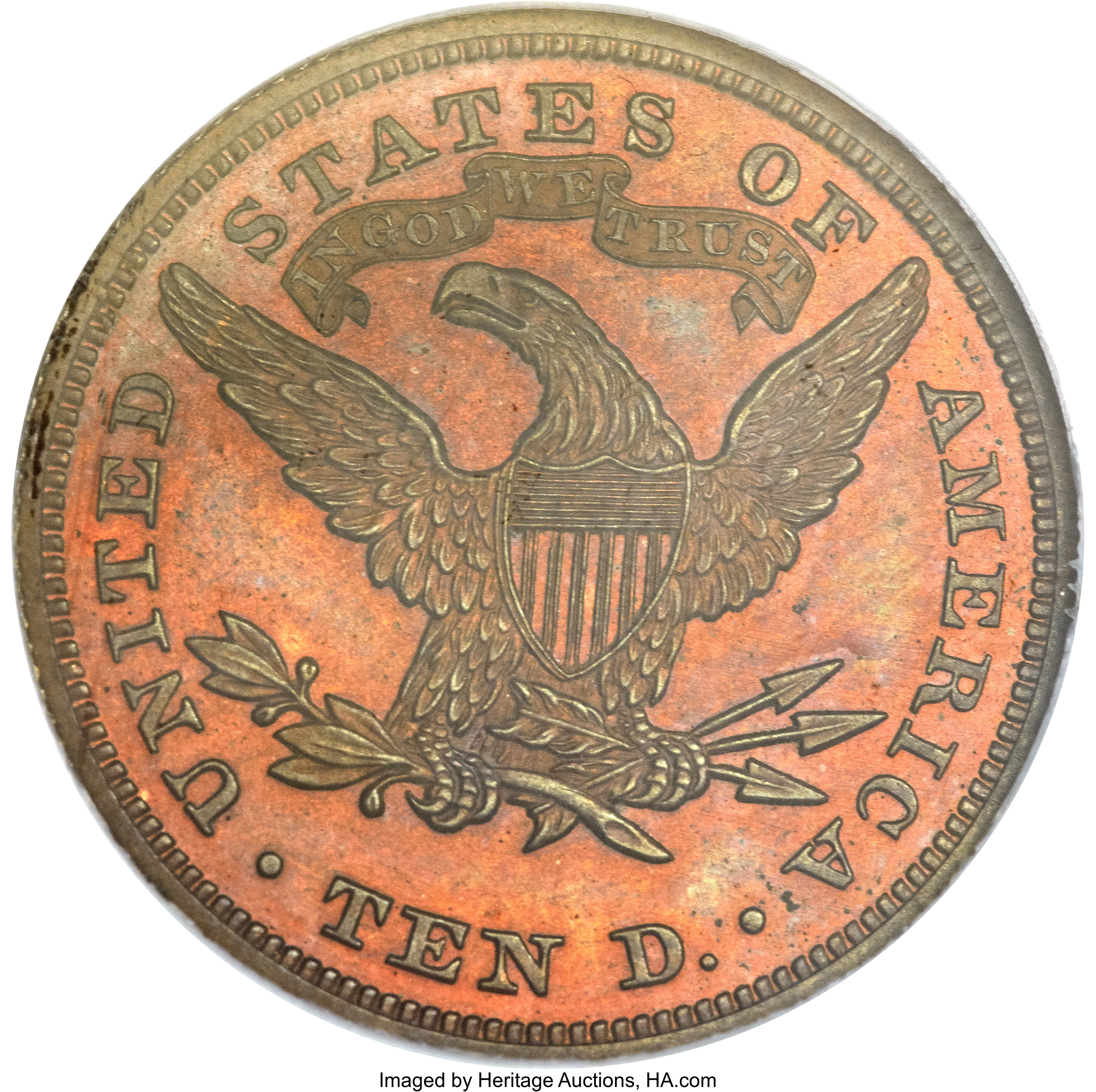 image for: 1865 $10 Ten Dollar, Judd-450, Pollock-522, High R.6, PR65 Red and Brown NGC....