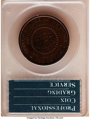 image for: 1880 $1 Goloid Metric Dollar, Judd-1652, Pollock-1852, R.6-7, PR63 Red and Brown PCGS....