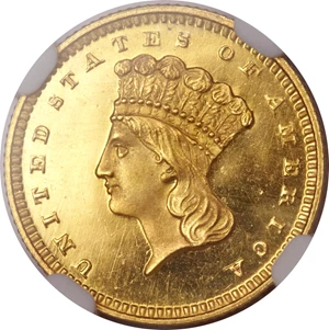 image for: 1856 G$1 Slanted 5 PR65 Ultra Cameo NGC....