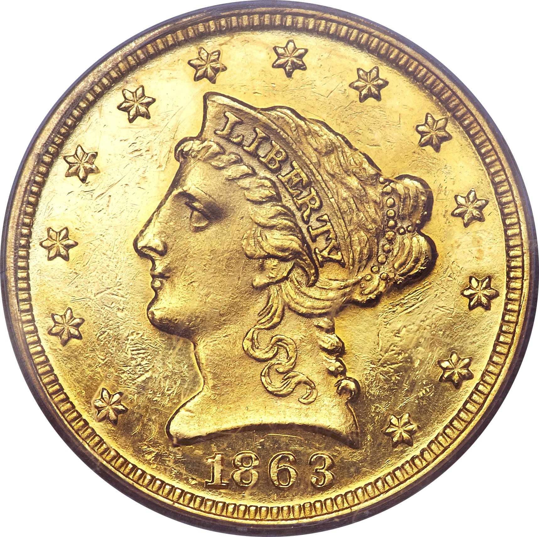 image for: 1863 $2 1/2 PR60 PCGS. CAC....