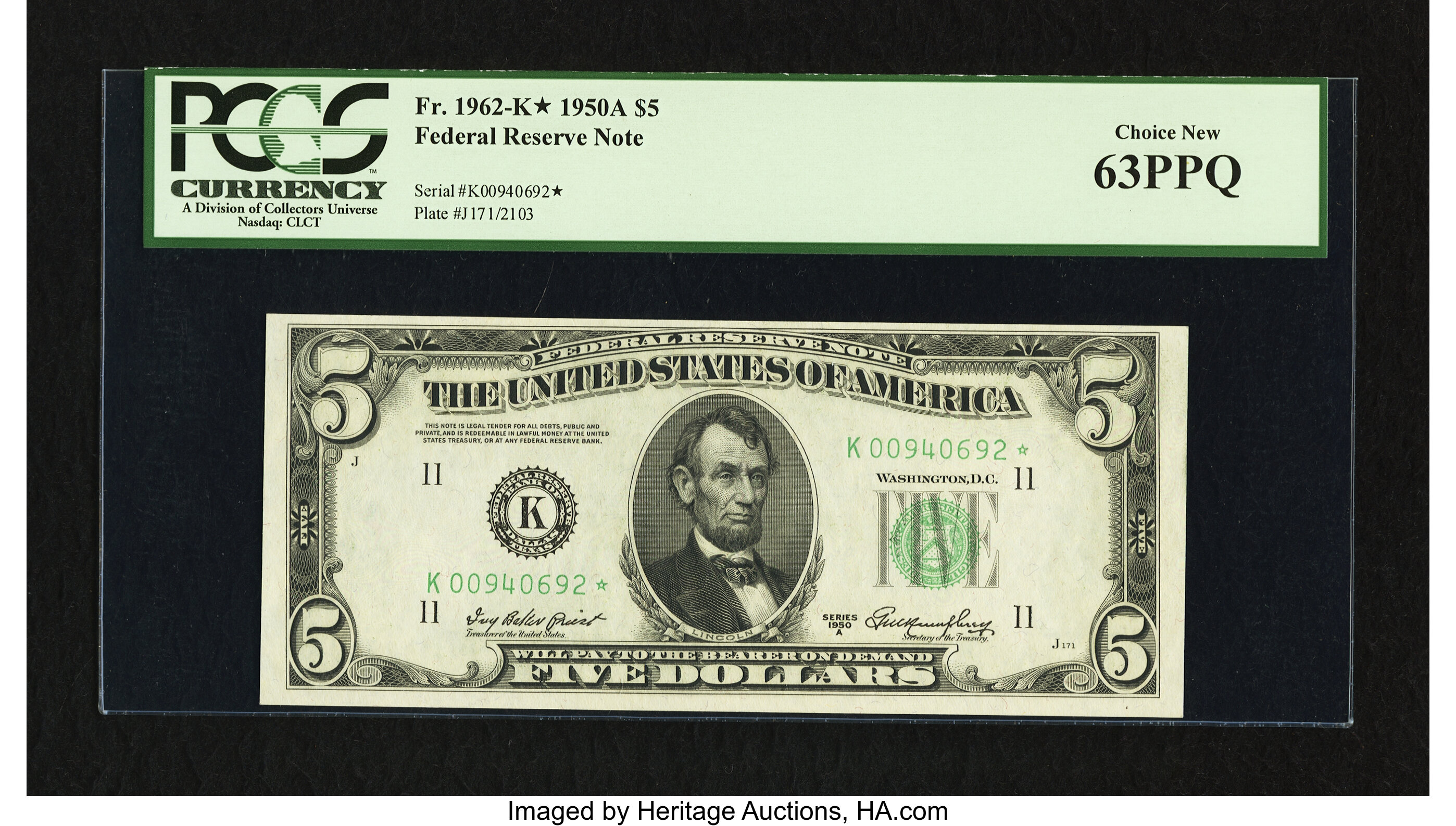 1950A $5 Replacement, Dallas (Fr. 1962K*)