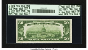 image for: Fr. 2102a-E $50 1934 Dark Green Seal Federal Reserve Note. PCGS Very Choice New 64PPQ....